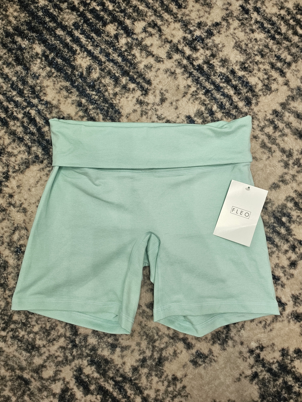 Fleo Women's Fold Over Biker Shorts in Mint Green